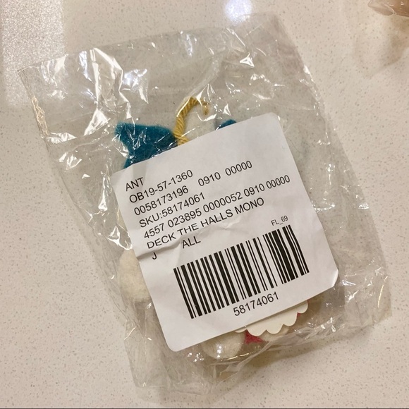 Anthropologie Monogram Letter J Felt Deck the Halls Christmas Ornament - Picture 5 of 5